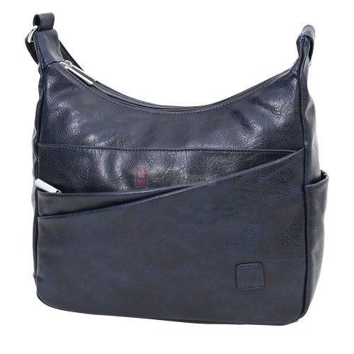 Дамска ежедневна чанта от висококачествена екологична кожа в тъмносин цвят Код: 9066